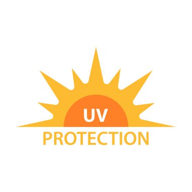 Grafik tasarım, logo, web sitesi, sosyal medya, mobil uygulama, UI illüstrasyon için UV radyasyon koruma ikonu vektörü solar ultraviyole ışık sembolü.