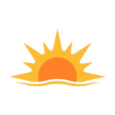 Yarım güneş grafik tasarım, logo, web sitesi, sosyal medya, mobil uygulama, UI illüstrasyon için aşağı doğru ikon vektör günbatımı kavramını belirliyor
