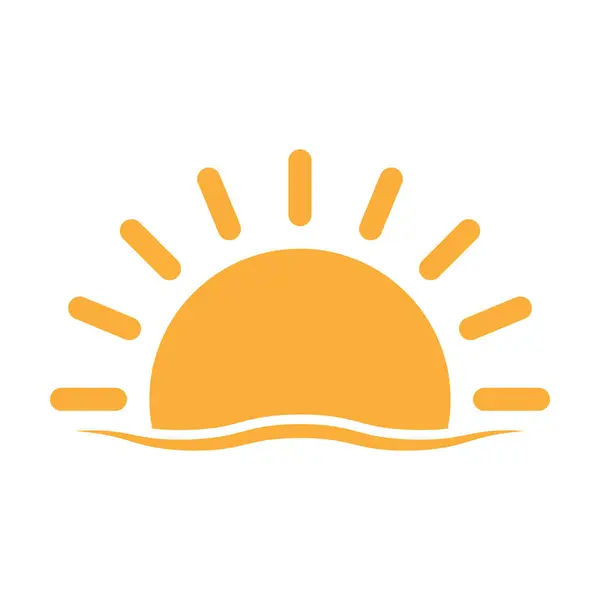 Meio Sol Está Pondo Para Baixo Ícone Vetor Sunset Conceito — Vetor de Stock