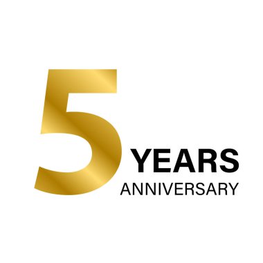 Grafik tasarım, logo, web sitesi, sosyal medya, mobil uygulama, UI illüstrasyon için 5. yıl dönümü altın ikonu vektörü