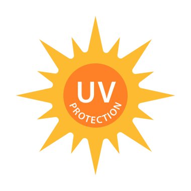 Grafik tasarım, logo, web sitesi, sosyal medya, mobil uygulama, UI illüstrasyon için UV radyasyon koruma ikonu vektörü solar ultraviyole ışık sembolü.