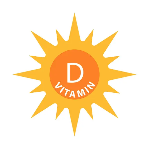 Vitamin D metni güneş ikonu vektör güzelliği, eczane, beslenme cilt bakımı konsepti grafik tasarım, logo, web sitesi, sosyal medya, mobil uygulama, ui illüstrasyon