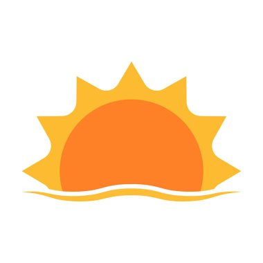 Yarım güneş grafik tasarım, logo, web sitesi, sosyal medya, mobil uygulama, UI illüstrasyon için aşağı doğru ikon vektör günbatımı kavramını belirliyor