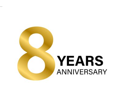 Grafik tasarım, logo, web sitesi, sosyal medya, mobil uygulama, UI illüstrasyon için 8. yıl dönümü altın ikonu vektörü