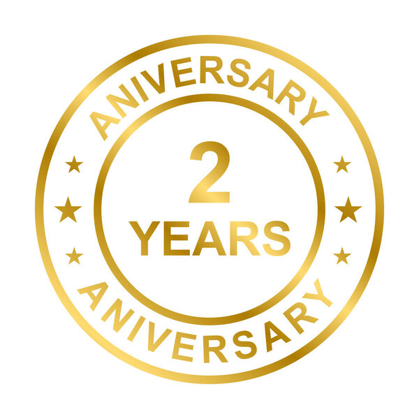 2 year anniversary gold icon vector for graphic design, logo, website, social media, mobile app, UI illustration