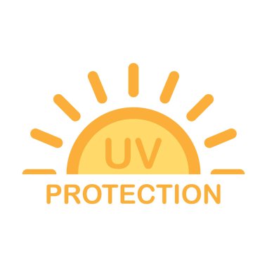 Grafik tasarım, logo, web sitesi, sosyal medya, mobil uygulama, UI illüstrasyon için UV radyasyon koruma ikonu vektörü solar ultraviyole ışık sembolü.