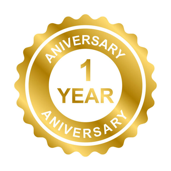 1 year anniversary gold icon vector for graphic design, logo, website, social media, mobile app, UI illustration