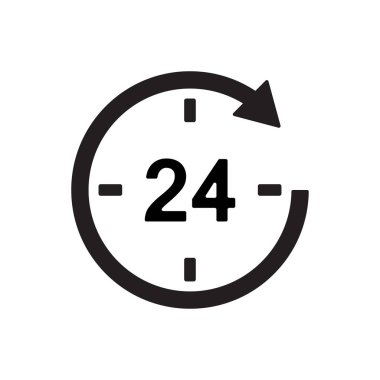 Grafik tasarım, logo, web sitesi, sosyal medya, mobil uygulama, ui illüstrasyon için 24 saat simge vektörü aç