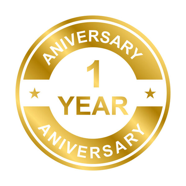 1 year anniversary gold icon vector for graphic design, logo, website, social media, mobile app, UI illustration