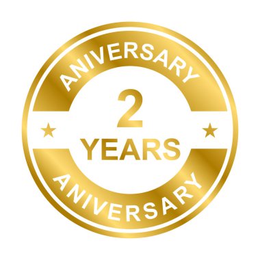 Grafik tasarım, logo, web sitesi, sosyal medya, mobil uygulama, UI illüstrasyon için ikinci yıl dönümü altın ikonu vektörü