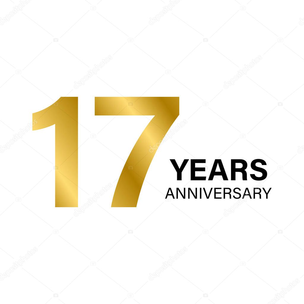 17 years anniversary gold icon vector for graphic design, logo, website, social media, mobile app, UI illustration