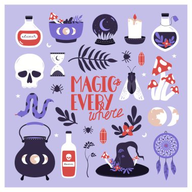 Witchcraft magical illustration with text 