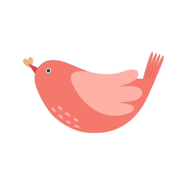 Kreslený Létající Pták Srdcem Zobáku Roztomilé Izolované Kliparty Pastelových Odstínech — Stockový vektor