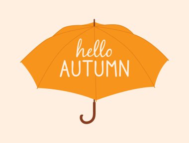 El yapımı sonbahar rozeti, etiket, çıkartma. Sarı şemsiyeli şirin ve samimi bir tırmanış ve 