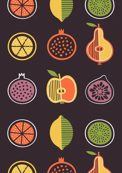 Zestaw Ilustracji Świeżymi Owocami Sztuka Klipsowa Cytryny Gruszki Jabłka Fig — Wektor stockowy