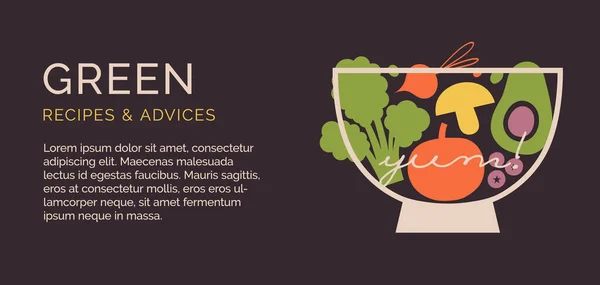 Flyer Design Template Organic Healthy Vegan Food Banner Vector Illustrations — Stock Vector