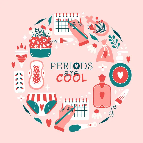 Modèle Bannière Ronde Pour Période Menstruelle Carte Sur Les Règles — Image vectorielle