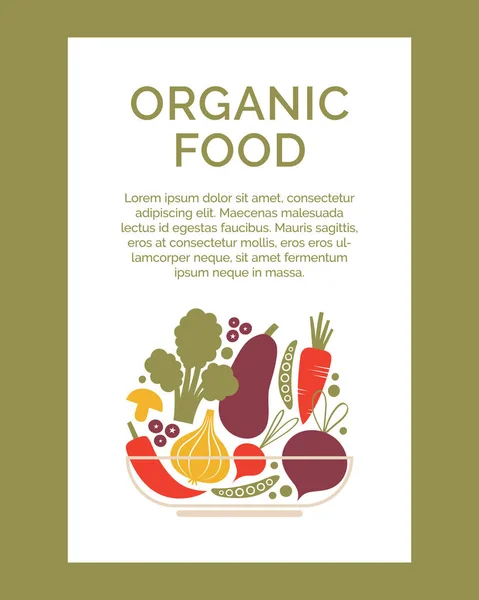 Organiczne Jedzenie Szablon Baner Organicznym Zdrowe Wegańskie Jedzenie Wspieranie Lokalnych — Wektor stockowy