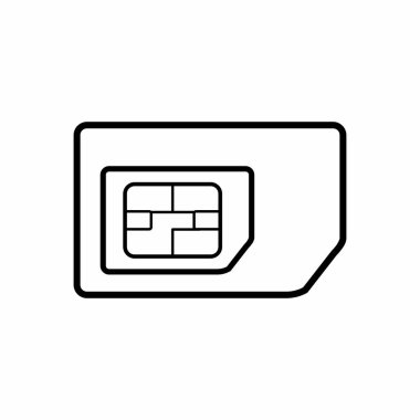 Simple And Clean Sim Card Outline Vector Icon Illustration