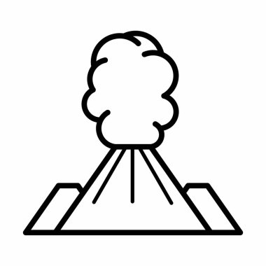 Simple And Clean Erupted Volcano Outline Icon Vector Illustration