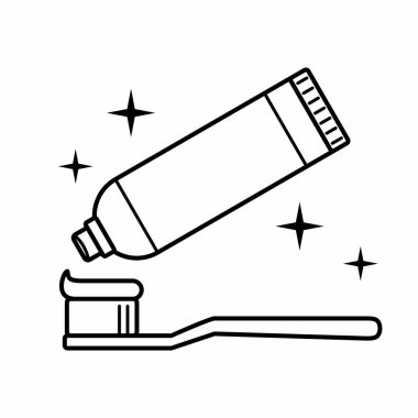 Simple Toothbrush And Toothpaste Icon Outline Vector Illustration