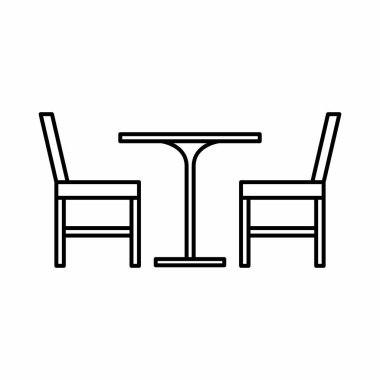 Sandalye ve Tablo Simgesi Taslak Vektör İllüstrasyonu