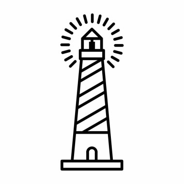 Deniz feneri Simgesi Taslak Vektör İllüstrasyonu