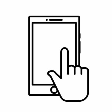 El Dokunuşu Telefon Hareketi Taslak Simge Vektörü İllüstrasyonu