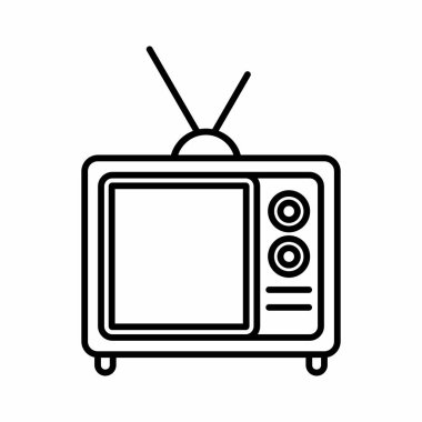 Klasik Televizyon Simgesi Taslak Vektör İllüstrasyonu