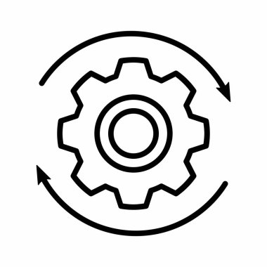 Çalışma Akışı, Tekrarlama Ayarları, Gear Döndürme Güncelleme Simge Taslak Vektör Resimlemesi