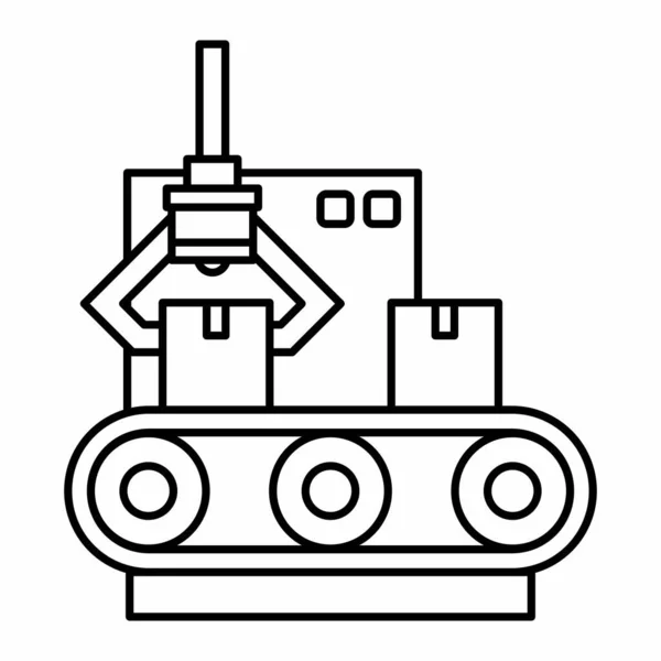 Produção Industrial Fabricação Automática Máquinas Ícone Esboço Vector Ilustração —  Vetores de Stock