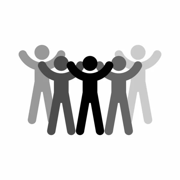 Teamwork Group People Icon Outline Vector Illustration — Stock Vector