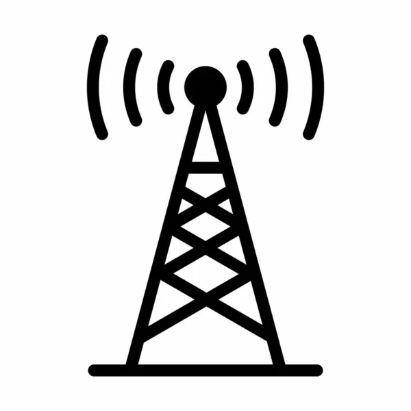 Broadcast Antenna Signal Tower Icon Outline Vector Illustration — Stock Vector