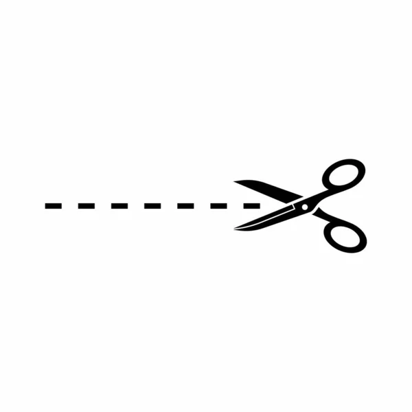 Scissor Cutting Dash Line Outline Vector Illustration — Stockvektor