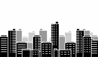 Şehir Binaları Görüntü Görünümü Siluet Tasarım Vektörü İllüstrasyonu