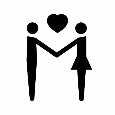 Basit ve Temiz Çift Aşk Silüeti Resim Simgesi Vektör İllüstrasyonu