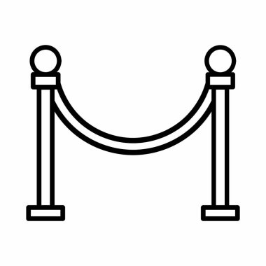 Premiere Eskrim, Barikatlar, VIP Bariyer Simgesi Taslak Vektör İllüstrasyonu