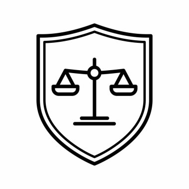 Adalet Ölçeği, Kalkan Simgesi Taslak Vektör Resimleriyle Hukuk Firması
