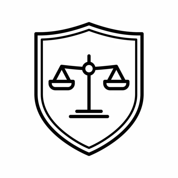 Justice Scale Law Firm Shield Icon Outline Vector Illustration — Stock Vector