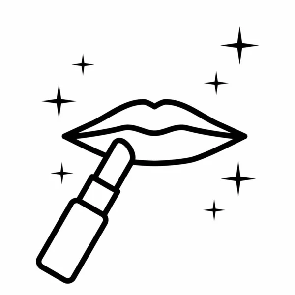 Lipstick Lips Körvonalazott Ikon Vektor Illusztráció — Stock Vector