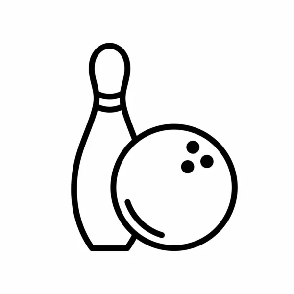Ilustrasi Vektor Ikon Garis Luar Bowling Dan Pin - Stok Vektor
