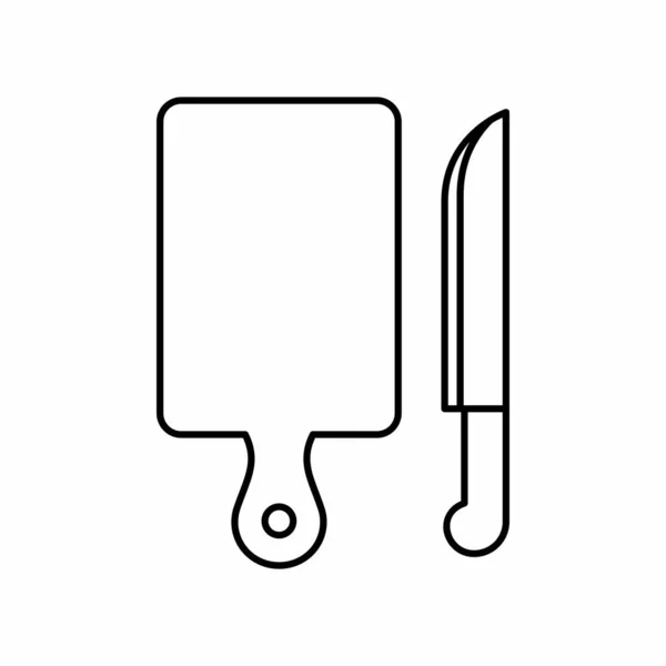 Cutting Board Knife Outline Icon Vector Illustration — 스톡 벡터