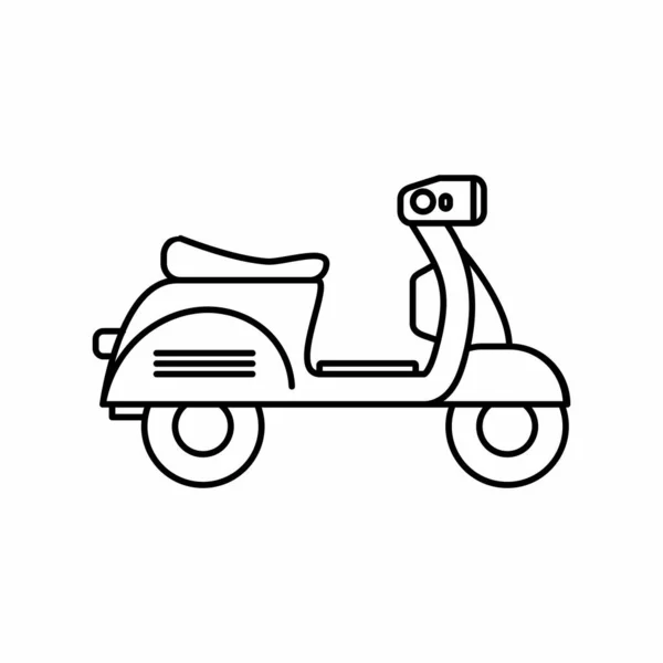 Illustration Vectorielle Contour Moto Cyclomoteur Scooter Vintage — Image vectorielle