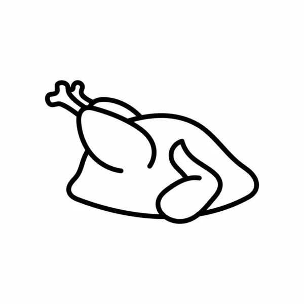 Chicken Turkey Meat Baked Grilled Outline Vector Icon Illustration - Stok Vektor