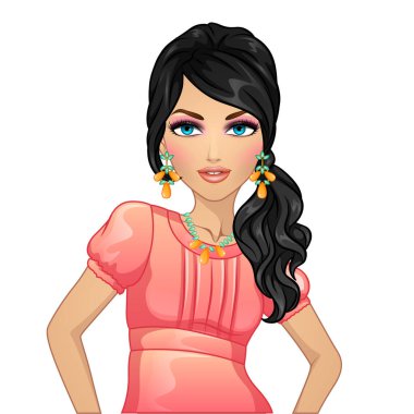 Pembe Üstteki Smokey Eyes Makyaj Karakteri. Vektör İllüstrasyonu