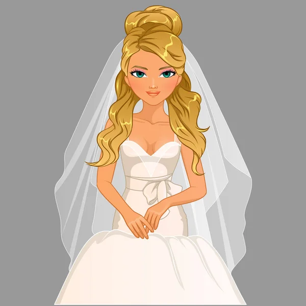 Bridal Hairstyle Cute Cartoon Character 사기적 — 스톡 벡터