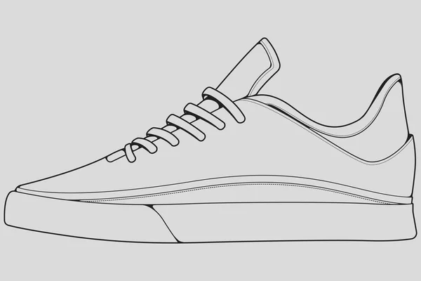 Zapatos Zapatillas Deporte Contorno Dibujo Vector Zapatillas Dibujadas Estilo Boceto — Archivo Imágenes Vectoriales