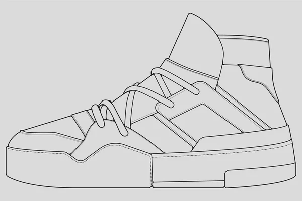 Sapatos Tênis Esboço Desenho Vetor Tênis Desenhado Estilo Esboço Linha —  Vetores de Stock