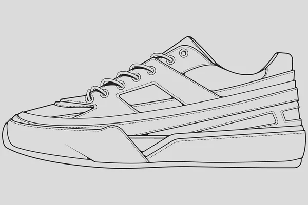 Ayakkabı Ayakkabı Çizimi Çizim Vektörü Çizim Tarzında Çizilmiş Spor Ayakkabıları — Stok Vektör
