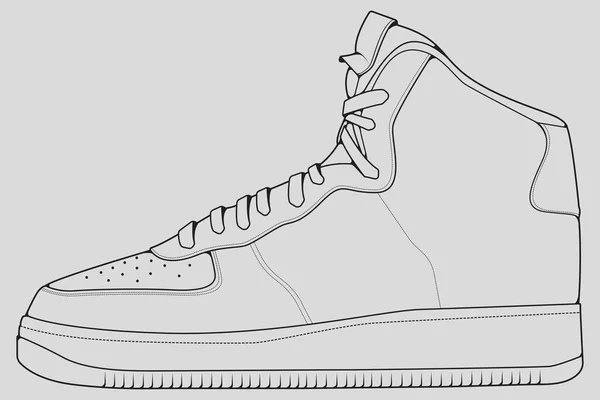 Υποδήματα Sneaker Περίγραμμα Διάνυσμα Σχέδιο Sneakers Που Ένα Στυλ Σκίτσο — Διανυσματικό Αρχείο